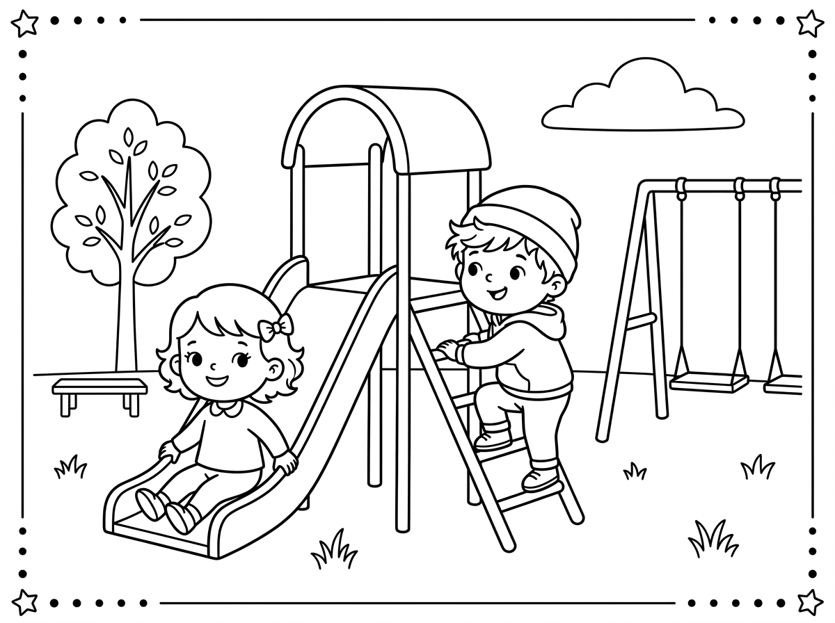 נשמח לדף צביעה של שני אחים בני 2 משחקים הגן שעשועים