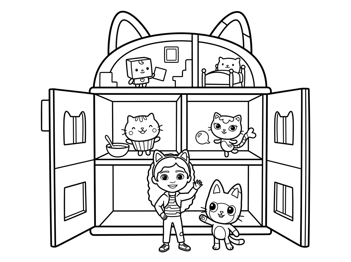 דף צביעה בנושא בית הבובות של גבי