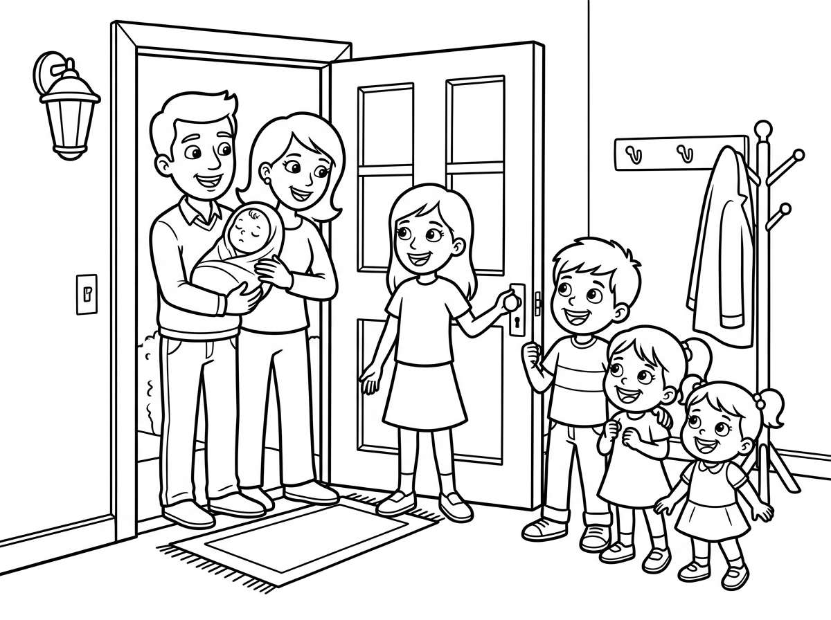 הורים מביאים תינוק חדש לבית שיש בו כבר ילדה בת 11, ילדה בת 4, ילדה בת שנתיים, וילד בן 8