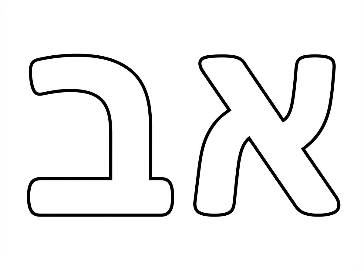 האם תוכל לצייר לי את אותיות הא ב בצורה חלולה לצביעה