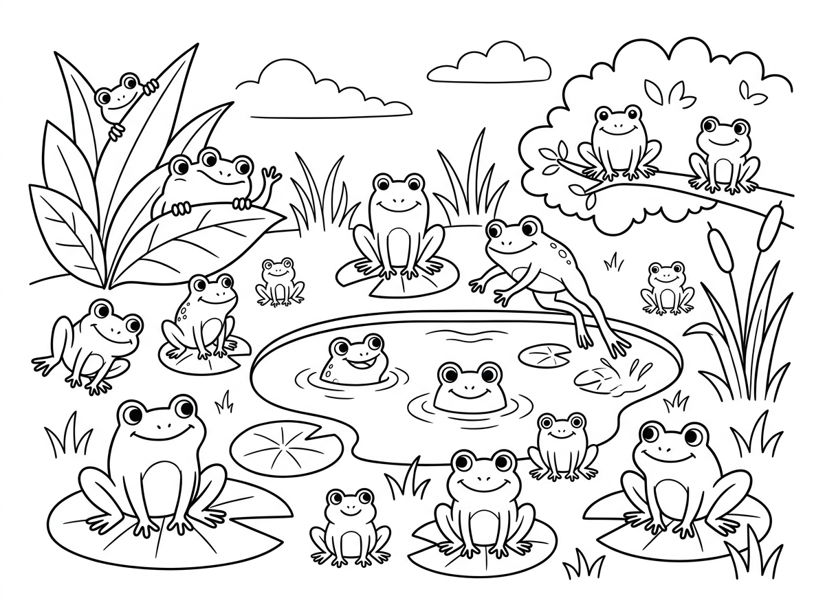 תכין לי דף צביעה של צפרדעים הכל מקום