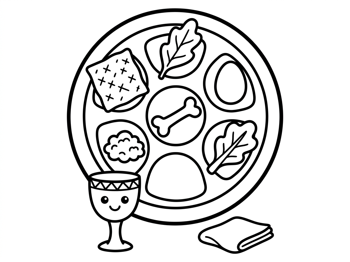 דף צביעה לפסח לילדה בת 2