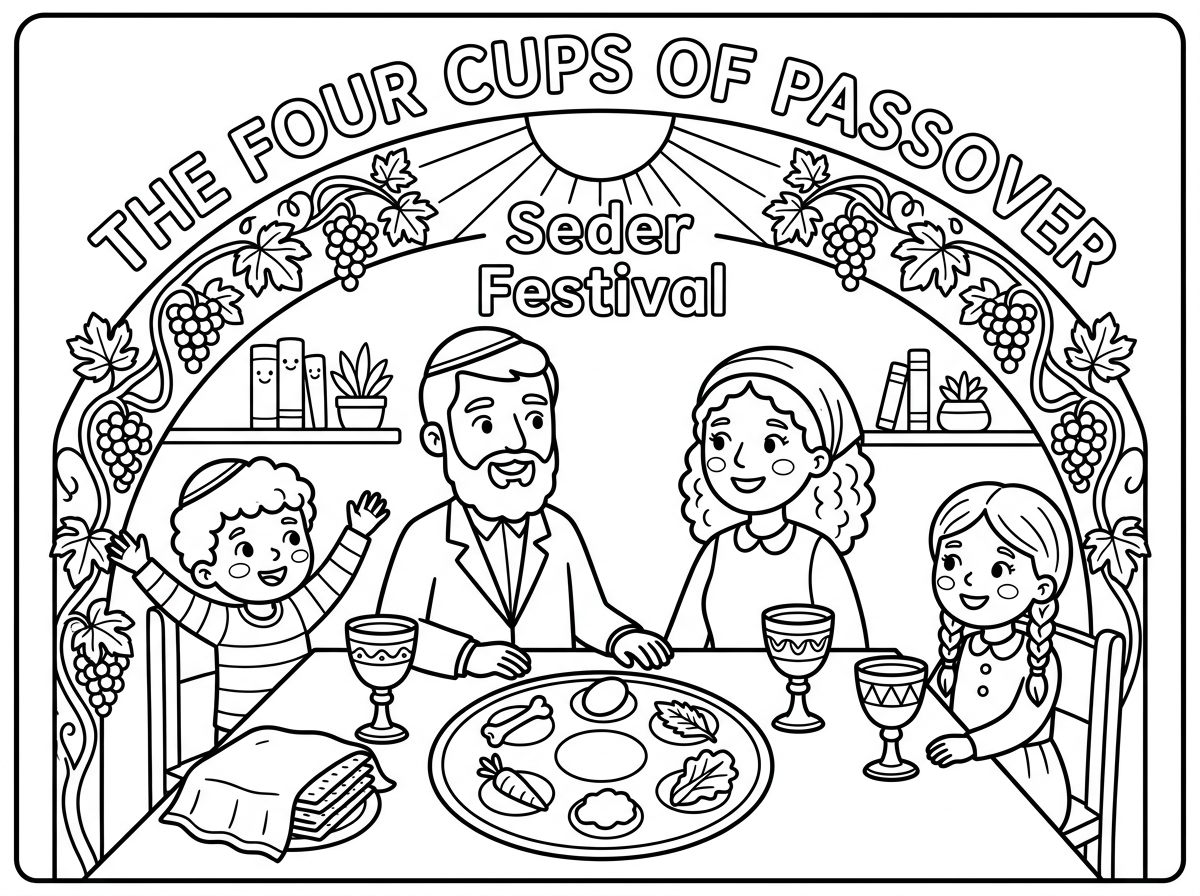 תיצור לי דף צביעה לפסח 4 כוסות