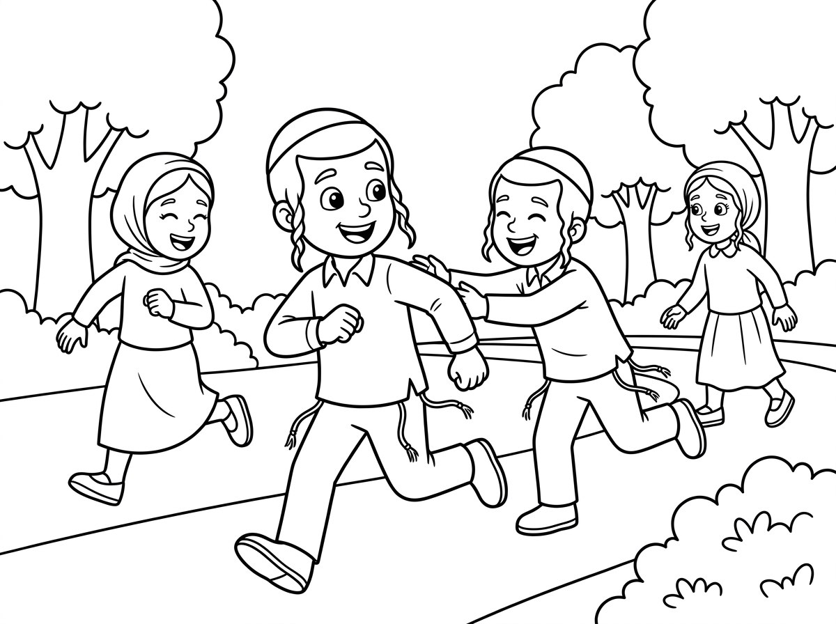 תכין לי ג
דף צביעה של ילדים חרדים משחקים תופסת