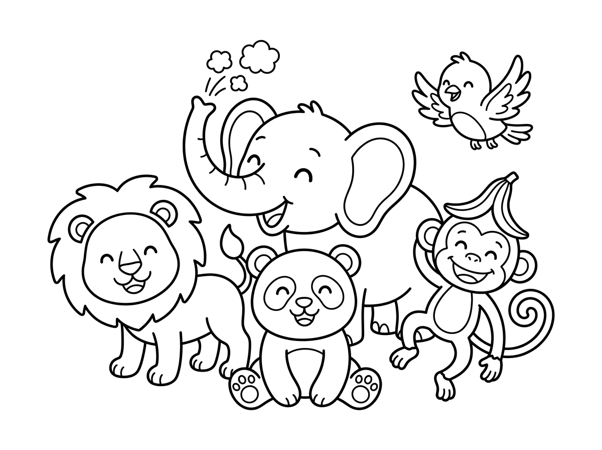 צור דף צביעה חיות מחייכות