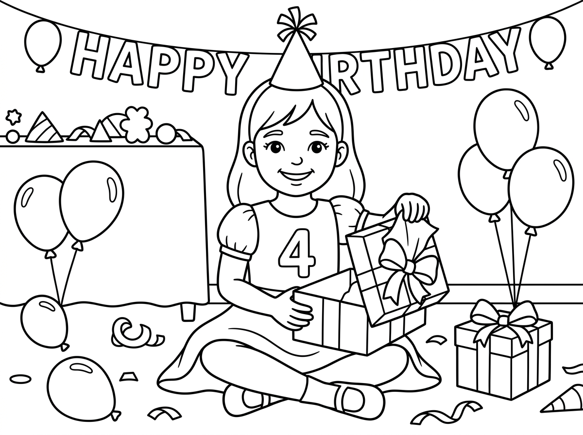 אעלה לך תמונה, תהפוך את הילדה לילדת יומולדת חגיגית בת 4