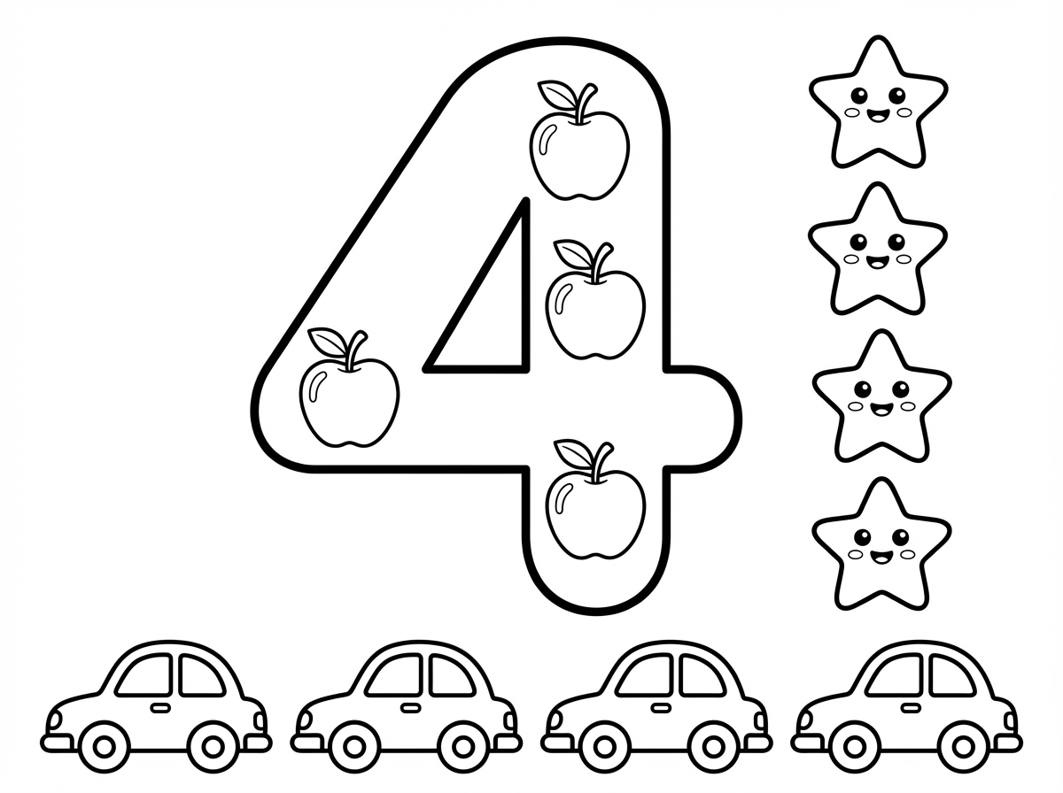 תכין לי דף למידה של מספר 4