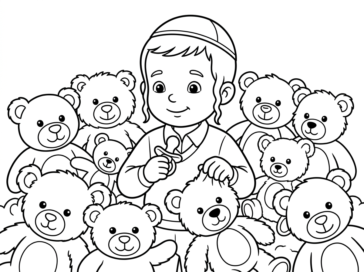 תשנה את הילד לילד חרדי בן שלוש עם כיפה 
והדובים לדובי משחק פרוותים