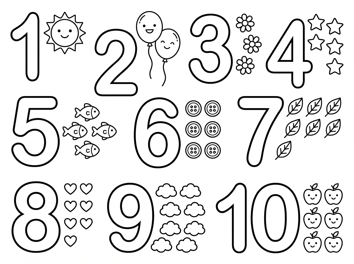 אני רוצה את הדף צביעה שיהיה עם מספר מ1 עד 10 בכל החלק של התמונה