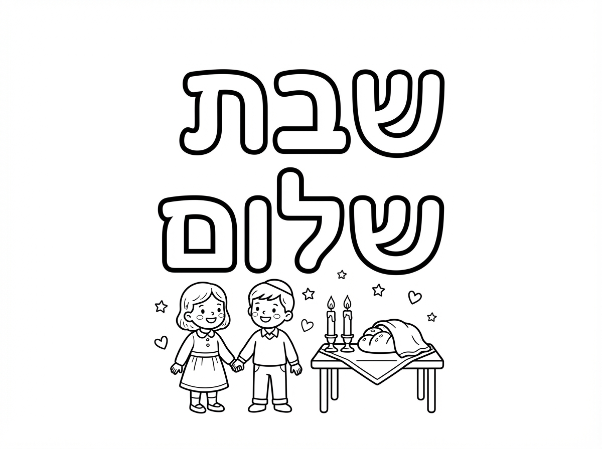 תיצור לי דף צביעה לילדים קטנים 
בכיתוב שבת שלום