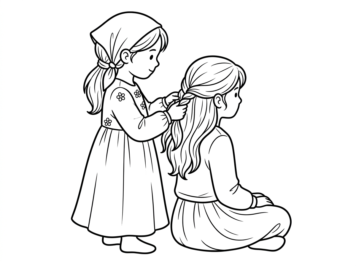 תביא לי ילדה צנועה עושה תסרוקת לילדה אחרת צנועה