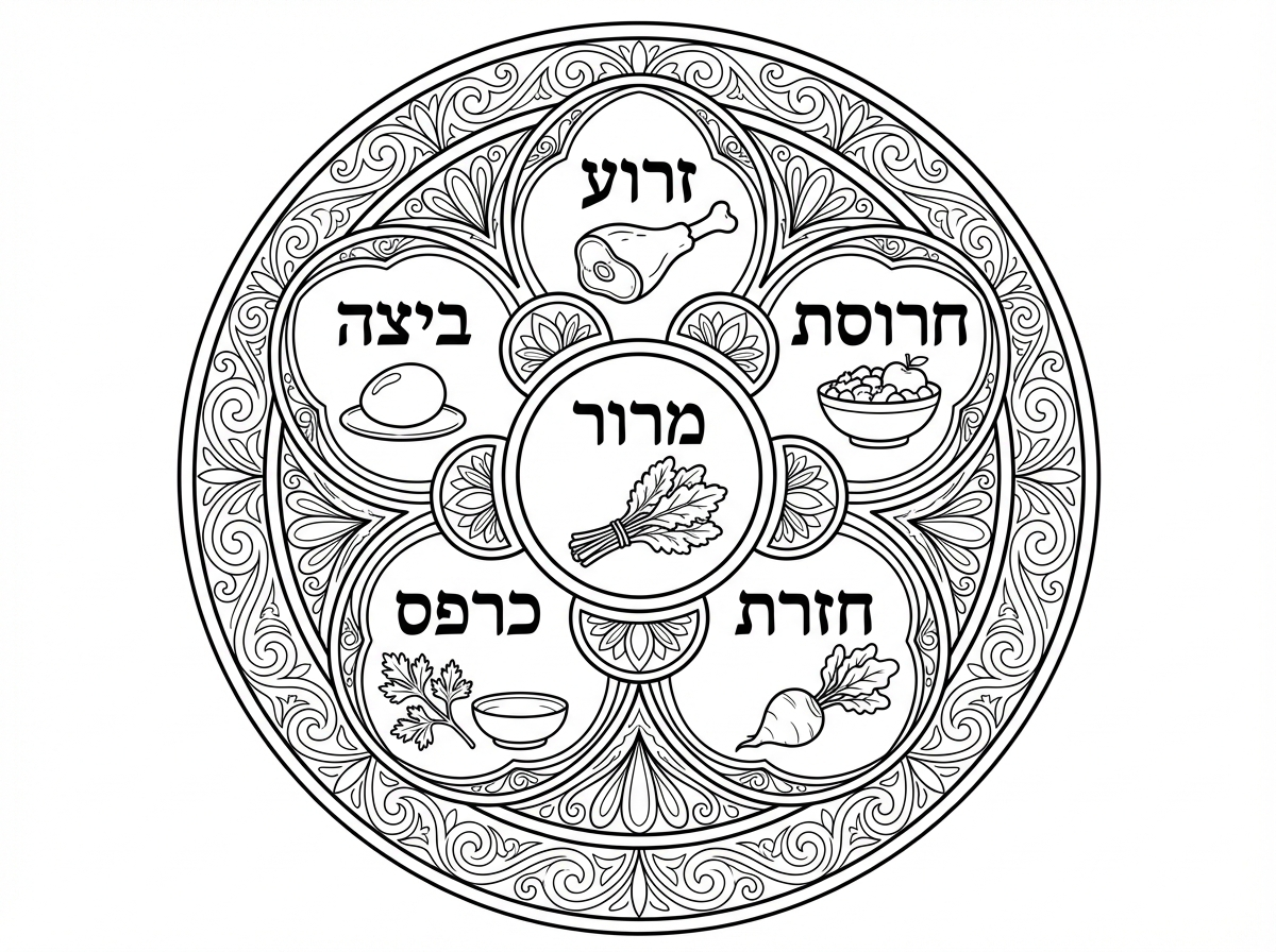 קערת ליל הסדר עפ נוסח חבד

בעברית
לפי סדר שעון
זרוע
חרוסת
חזרת
כרפס
ביצה 

ובאמצע :  מרור

מיוחדת 
מעוטרת