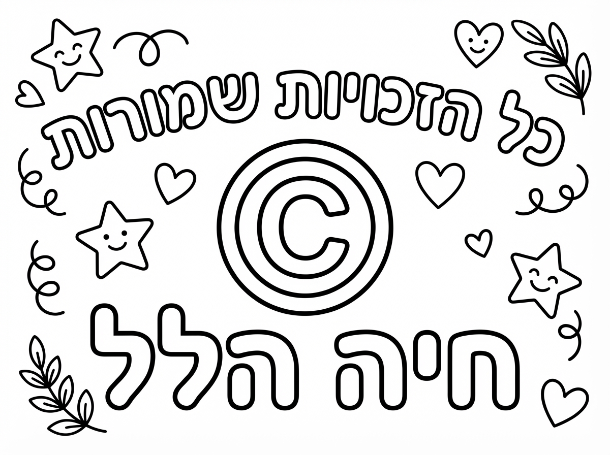 תעשה לי כל הזכויות שמורות את הסימן של האות c וכתיב חיה הלל