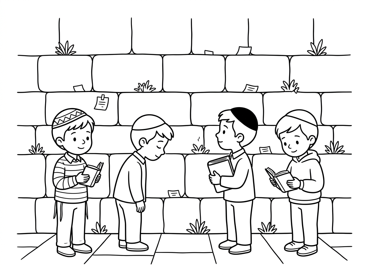 שבכותל היו רק בנים, מתפללים לכיוון הקיר של האבנים.