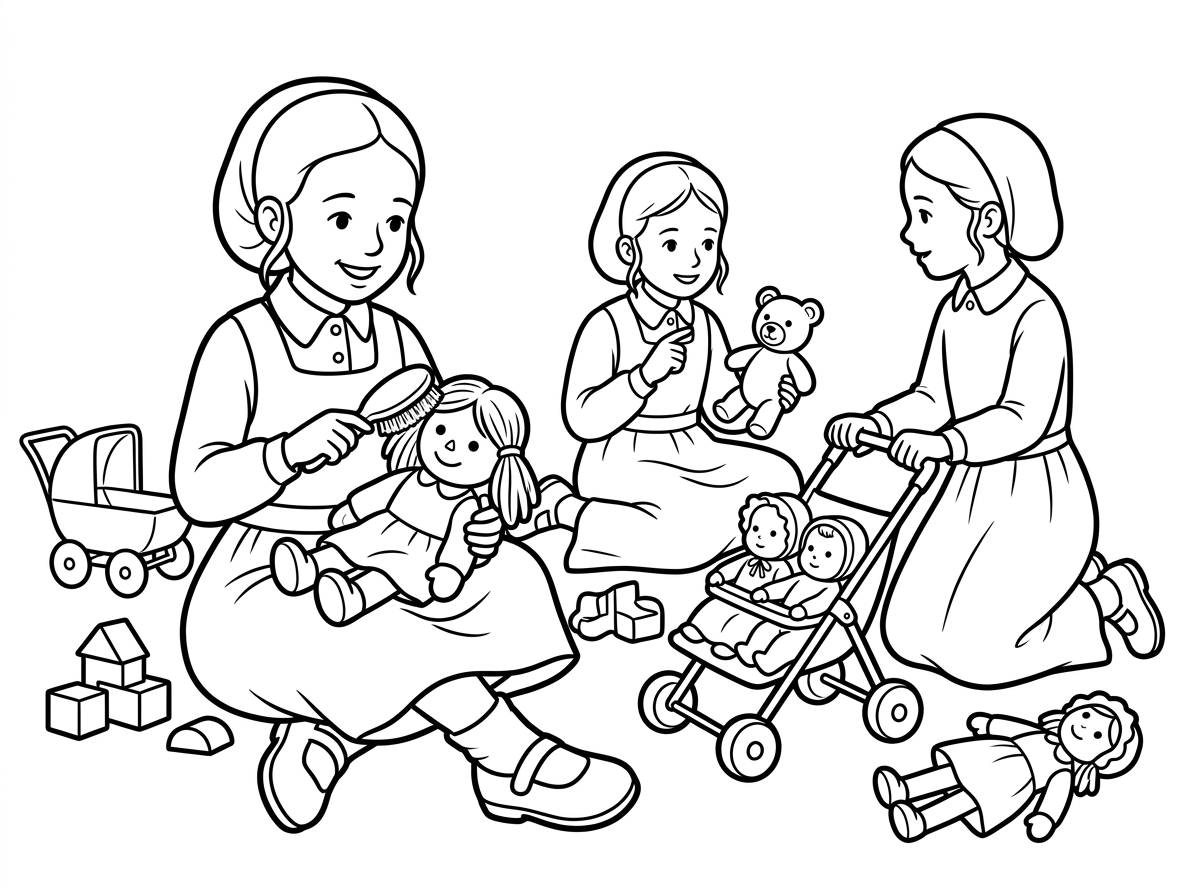 ילדות חרדיות משחקות בבובות