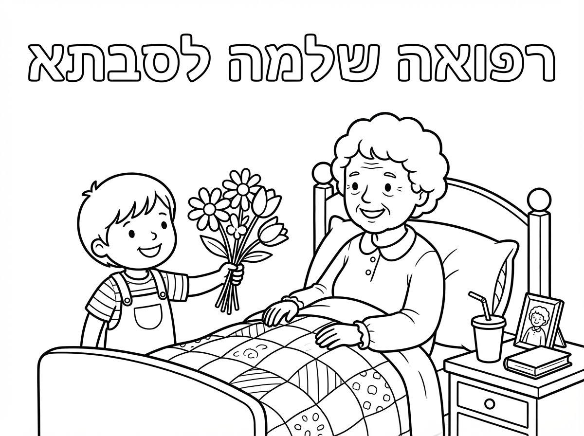 אתה יכול להכין לי ציור עם כיתוב: רפואה שלמה לסבתא