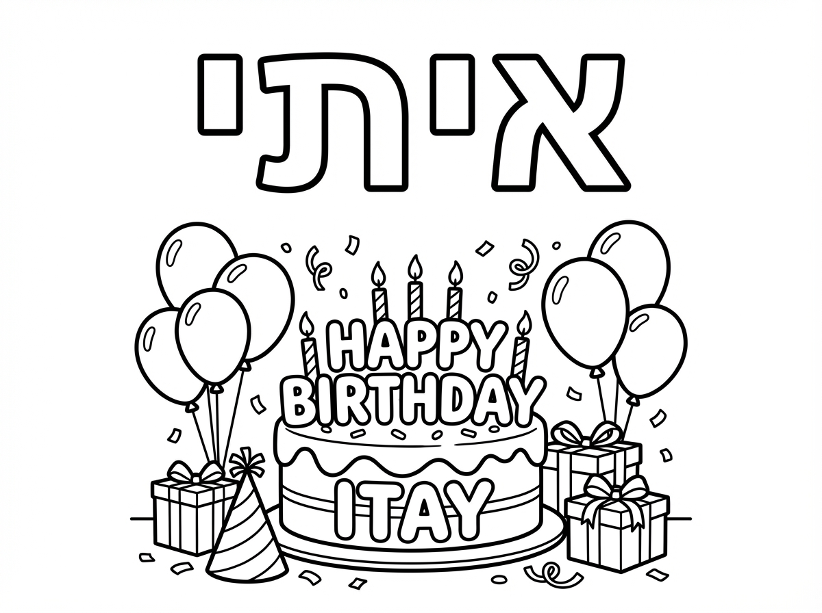 דף צביעה יום הולדת לאיתי