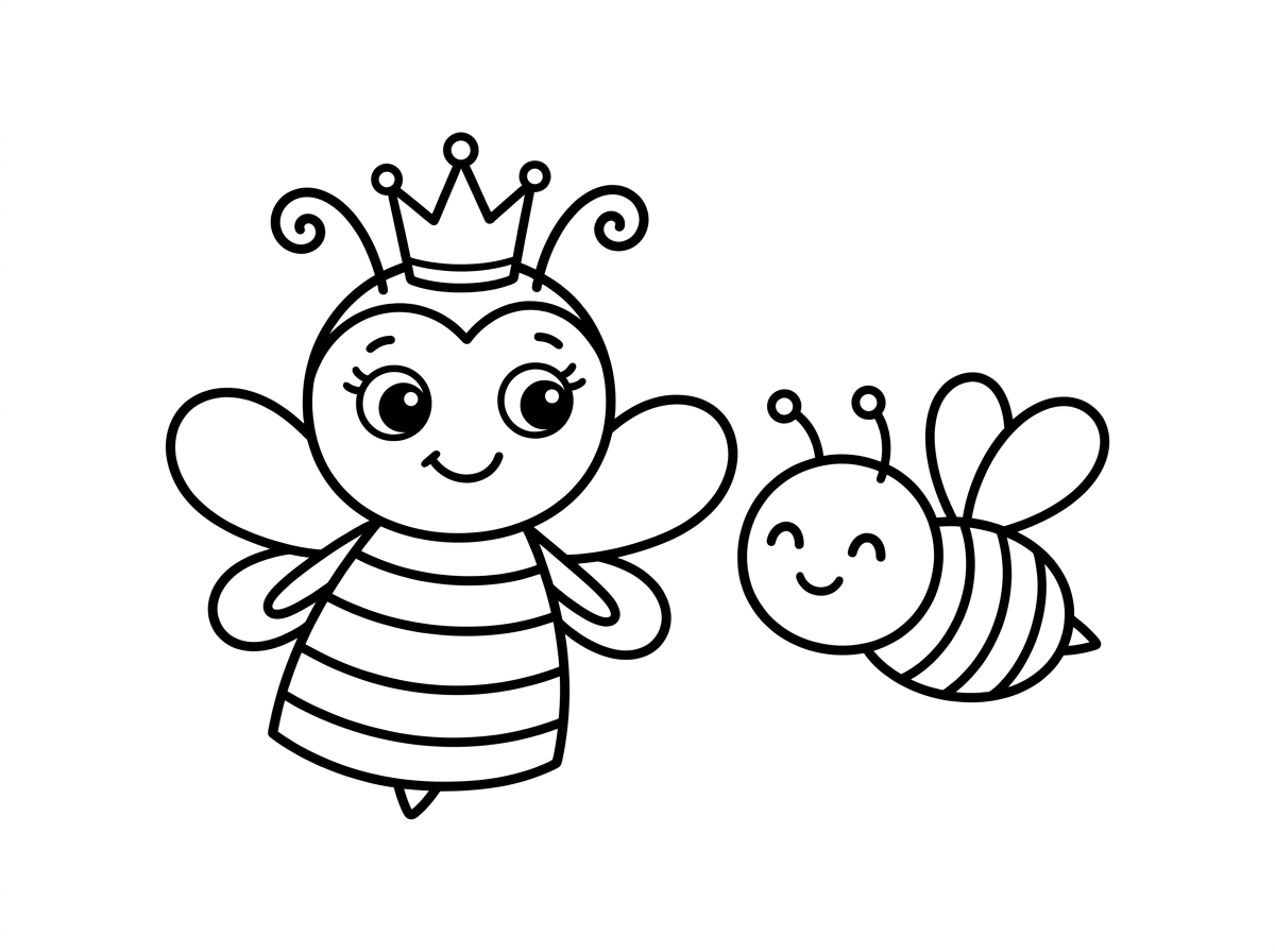 דף צביעה של דבורה מלכה ודבורה פשוטה