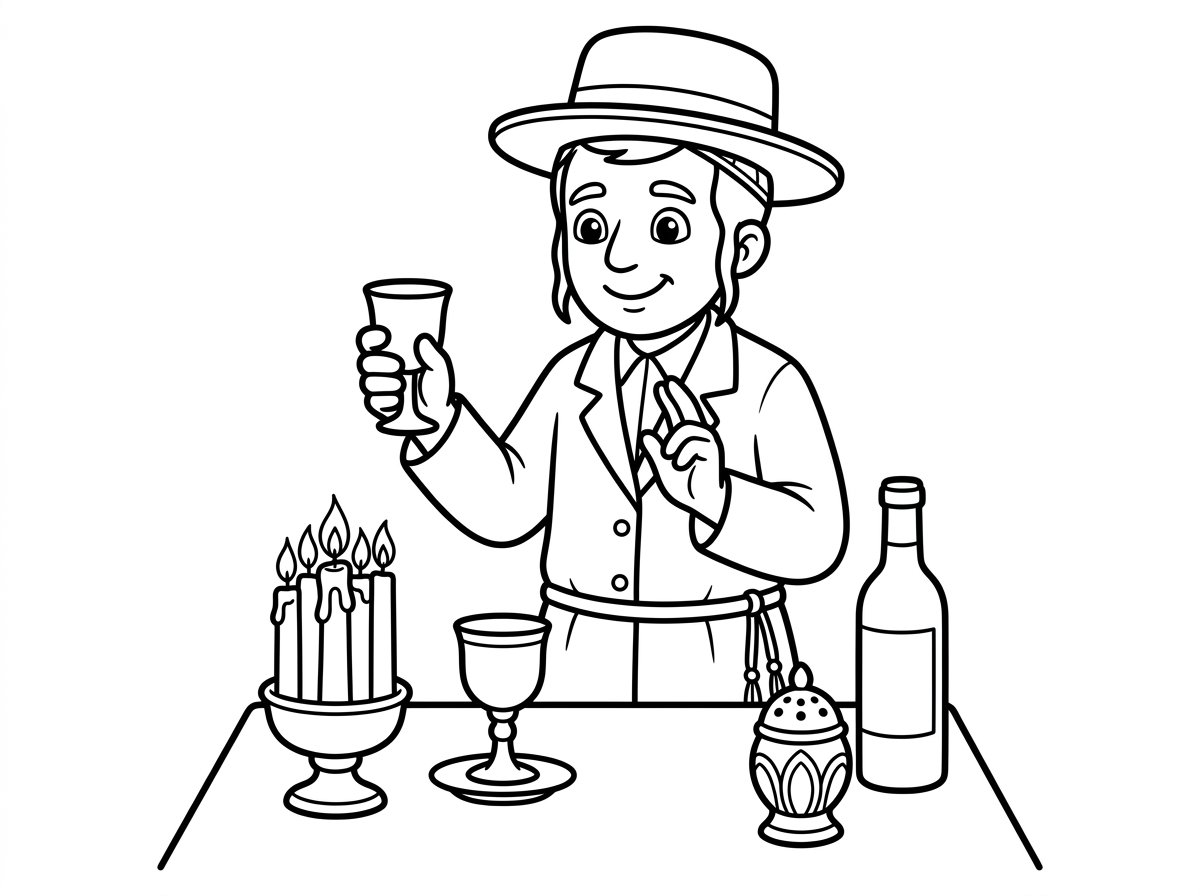 שבוע טוב
תציירלי בבקשה שולחן עם כלים להבדלה

כוס קידוש עם צלוחית מתחת
בקבוק יין
מעמד עם נר הבדלה עליו
כלי לבשמים

ואבא עם מגבעת וסירטוק עושה הבדלה

הנר של ההבדלה דולק