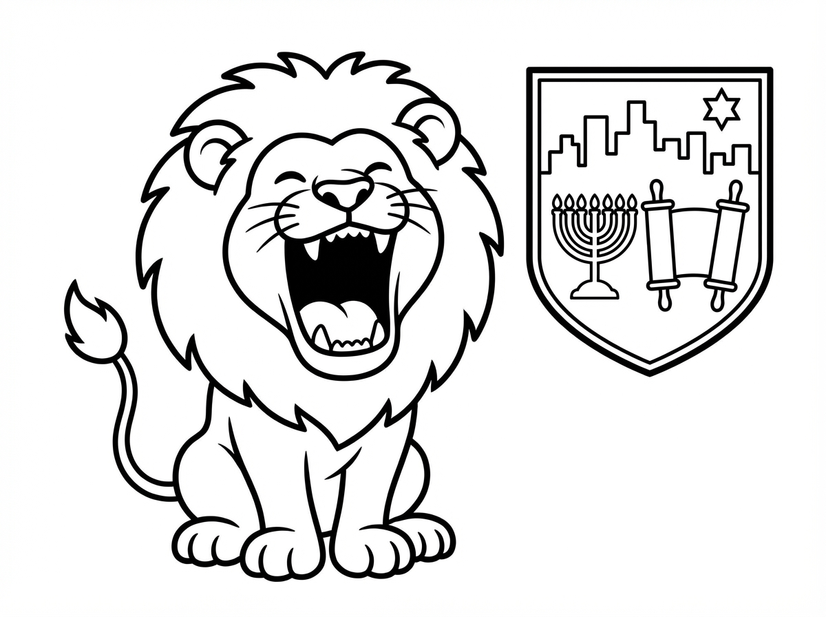 אריה שואג עם סמל העיר בני ברק