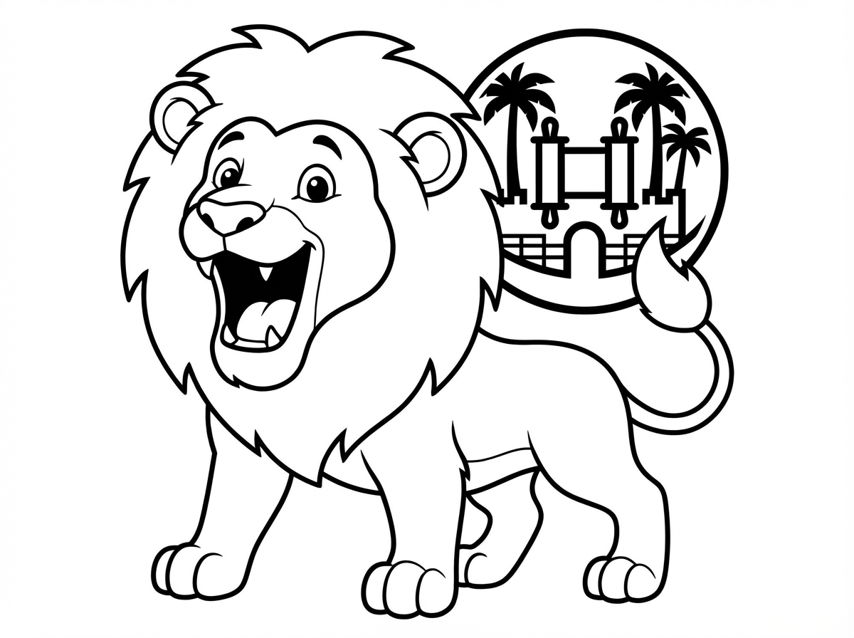 צרף אותו בבקשה לציור של אריה שואג מפחיד