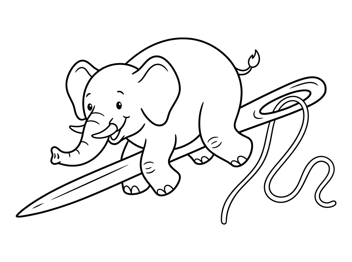 אני רוצה ציור של פיל נכנס בחור של המחט באותו חור עם החוט תפירה
ושיראו את כל המחט בציור