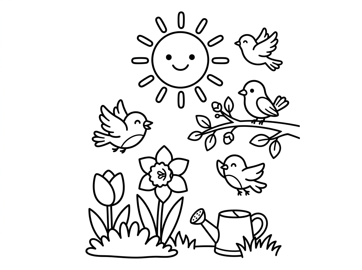 צור לי דף לצביעה עם מאפייני האביב