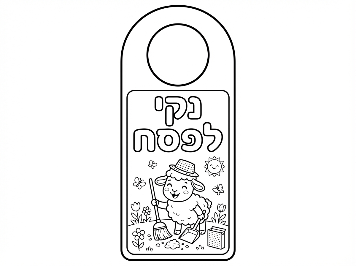 תכין לי דף צביעה שאפשר לתלות על ידית של דלת החדר
שיהיה כתוב - נקי לפסח