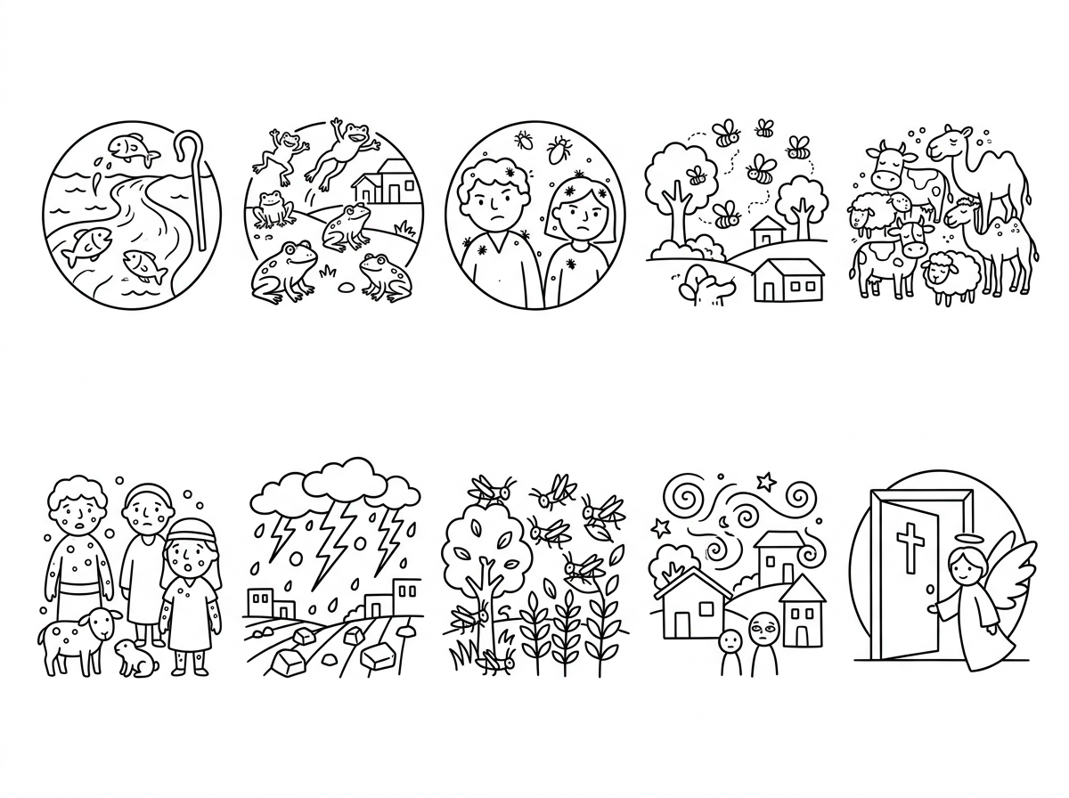 אני צריכה דף צביעה של 10 המכות שהיו במצרים