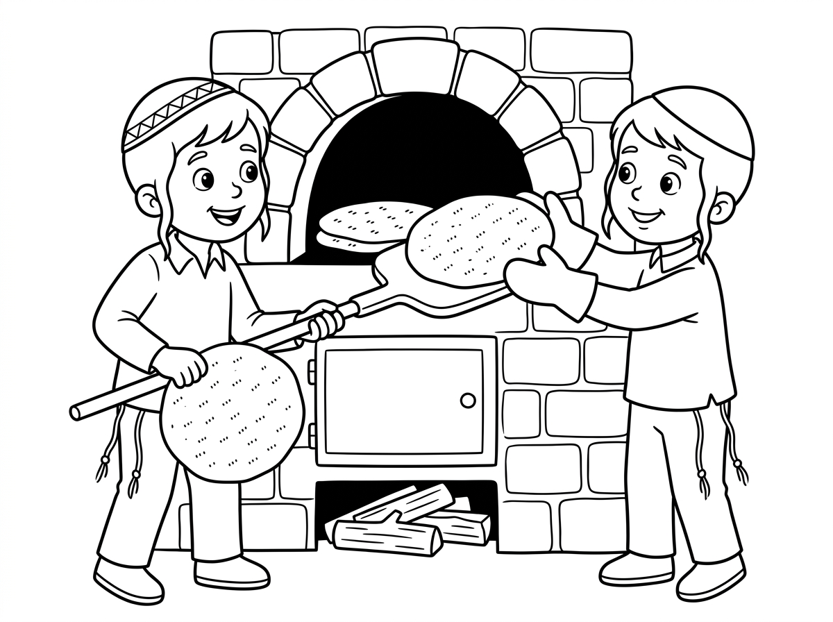 אפשר בבקשה שהציור יהיו רק בנים עם כיפה וציצית וברגע שמוציאים את המצות מהתנור שהם יהיו בצורת עיגול ולא ריבוע.