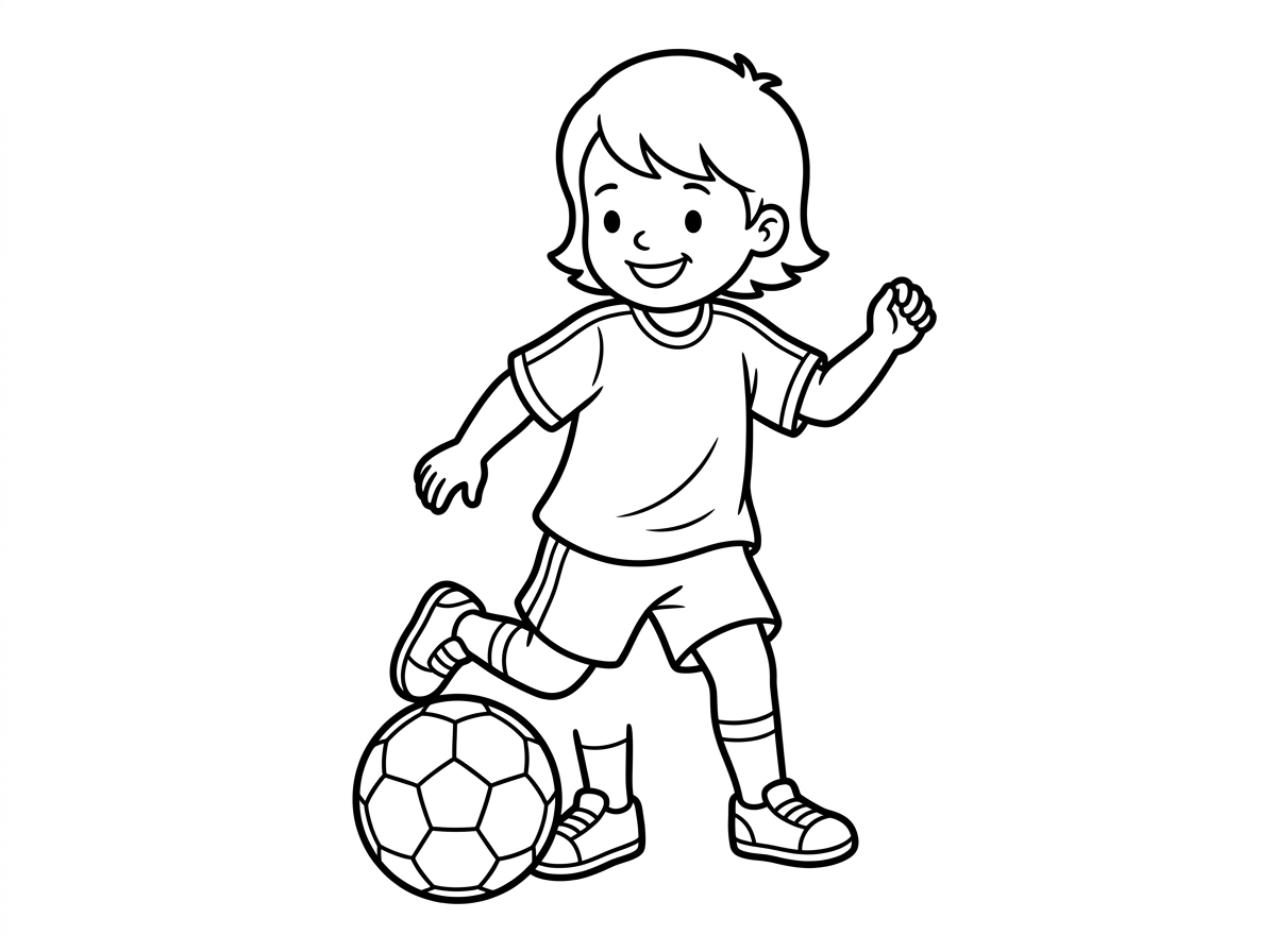 אפשר דף צביעה לפי מספר של ילד משחק בכדורגל