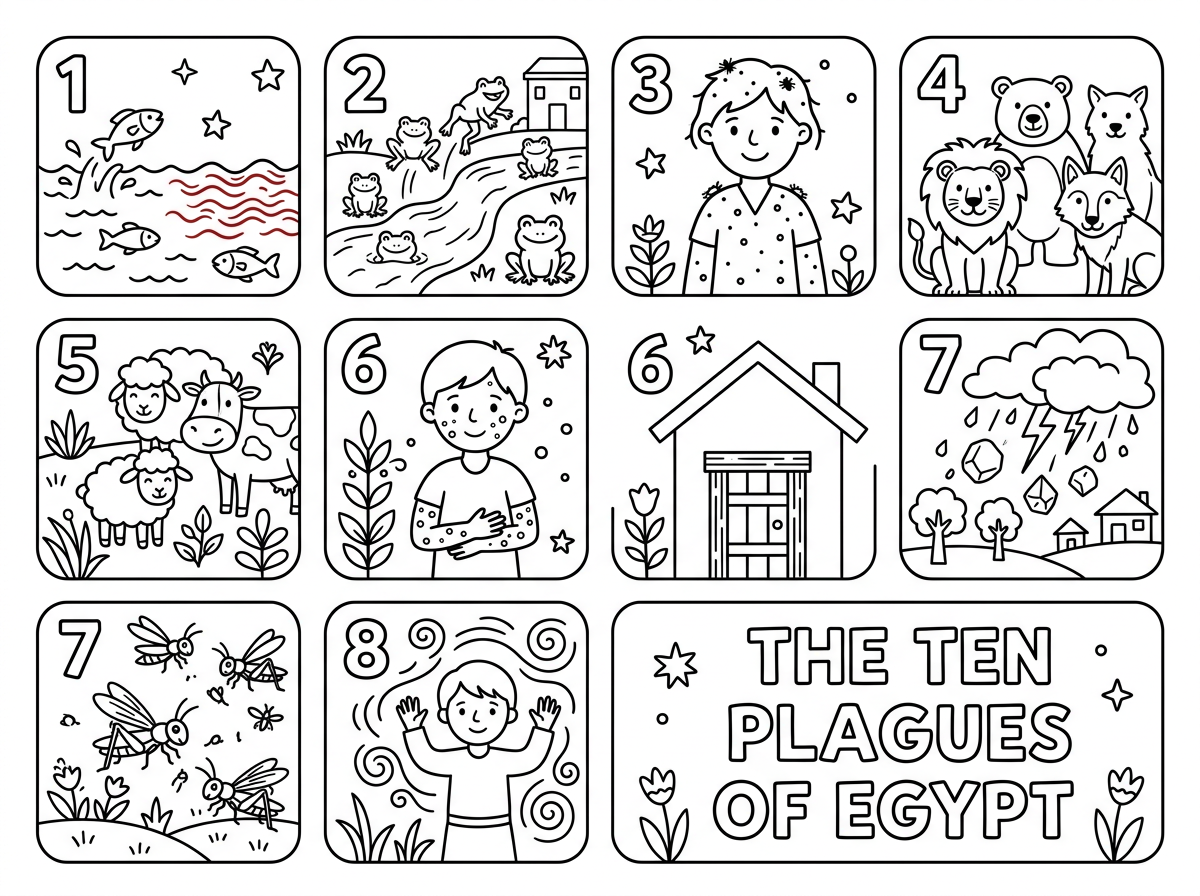 תכין לי בבקשה דף צביעה של 10 המכות תודה