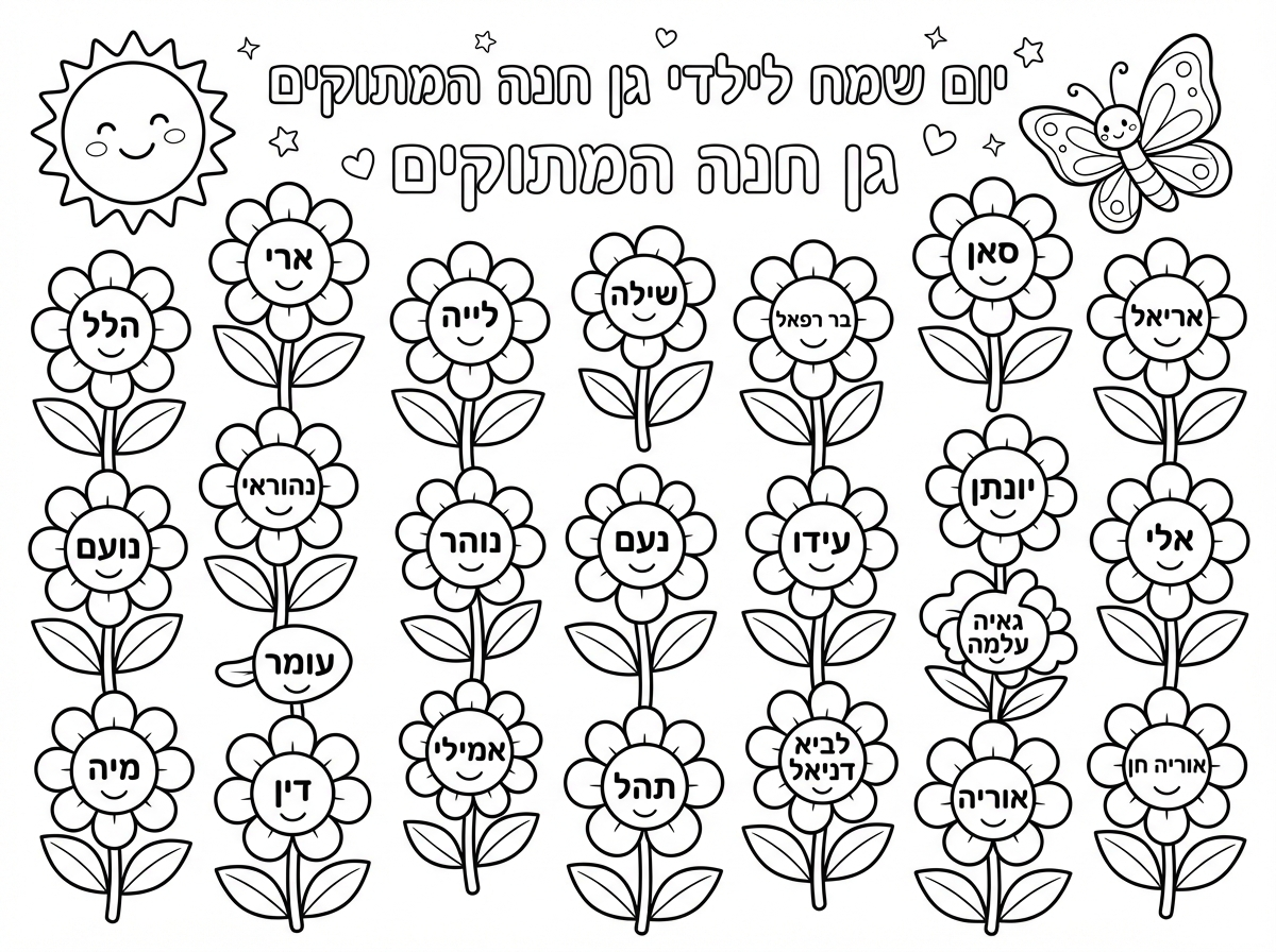 הלל, ארי, לייה, שילה, בר רפאל,  סאן, אריאל, אלה, אגם, נהוראי, נוייה, נועם, ארין, איימי, נוהר, נעם,עידו, יונתן, אלי, גאיה, עלמה, מיה, עומר, דין, אמילי, תהל, לביא, דניאל, אוריה, אוריה חן