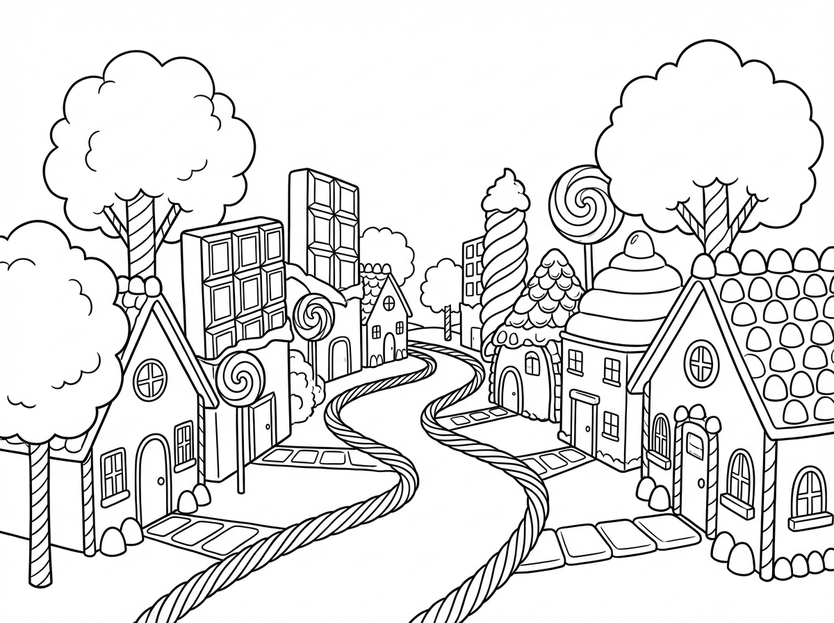 אני רוצה שתצייר לי עיר שעשויה ממתקים