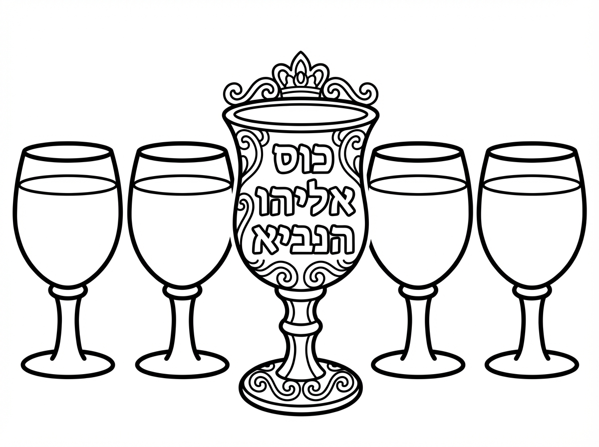 מעוניינת בדף צביעה 4 כוסות יין ואחד לאליהו הנביא ושיהיה רשום