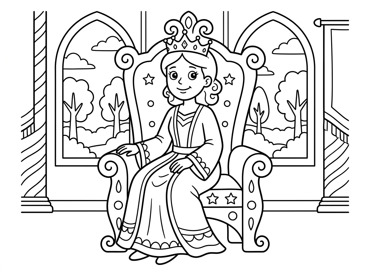 מלכת אסתר בארמון על כסא מלכות