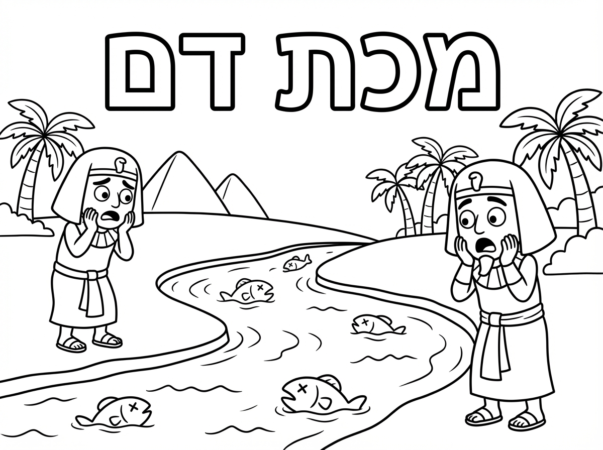 תכין לי דף צביעה של מכת דם ולמעלה כתוב מכת דם