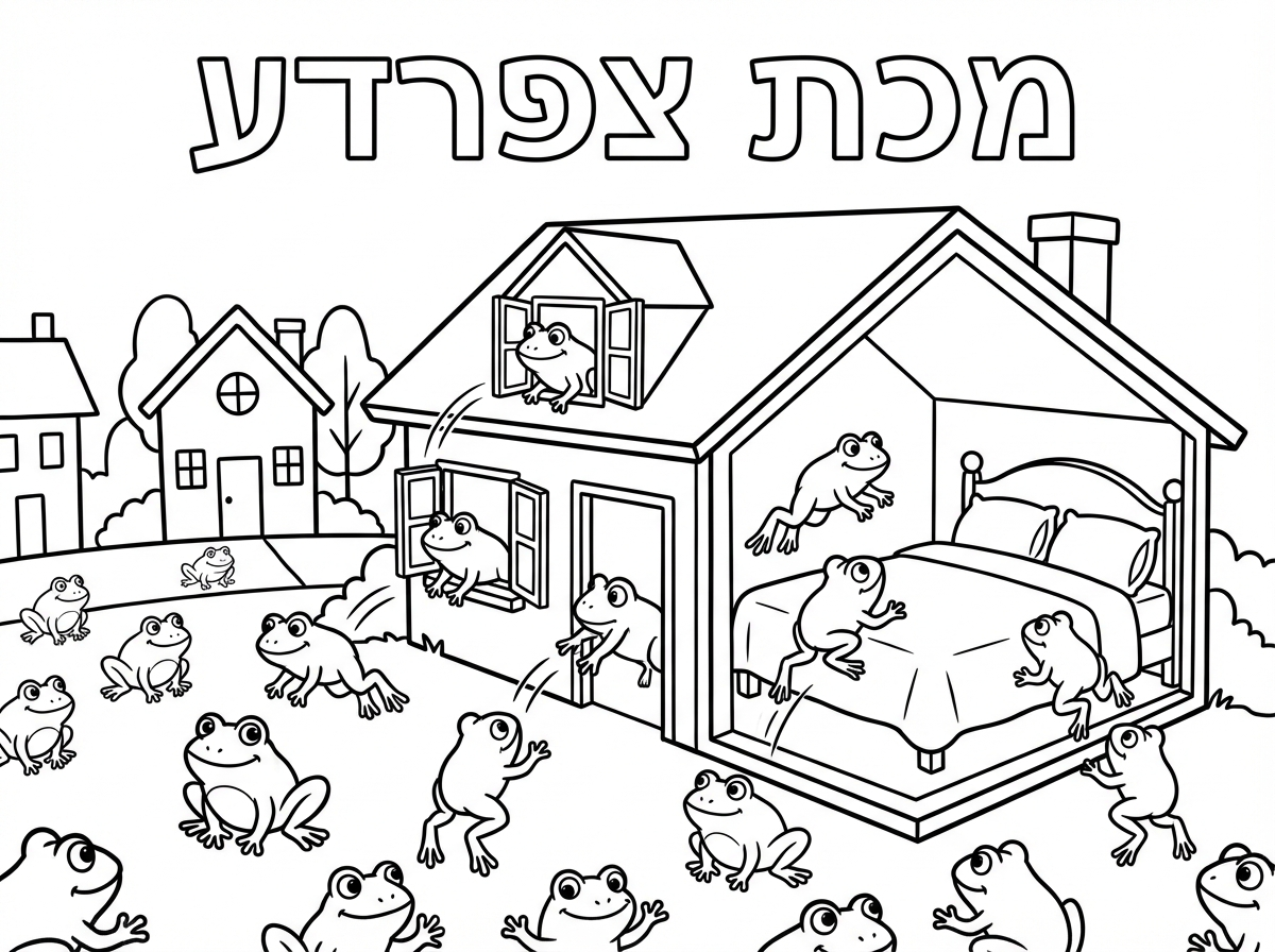 עכשיו דף צביעה של מכת צפרדע עם הכיתוב מכת צפרדע