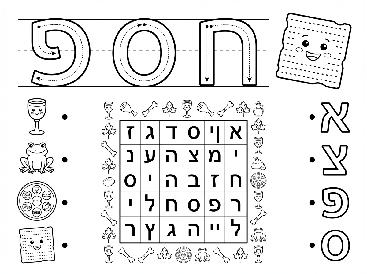 מזה???
דף משימה עם אותיות לפסח 
בעברית