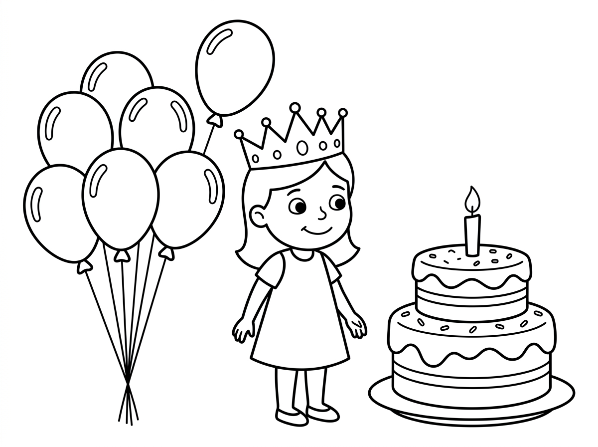 כזה עם עוגת יום הולדת ושש בלונים