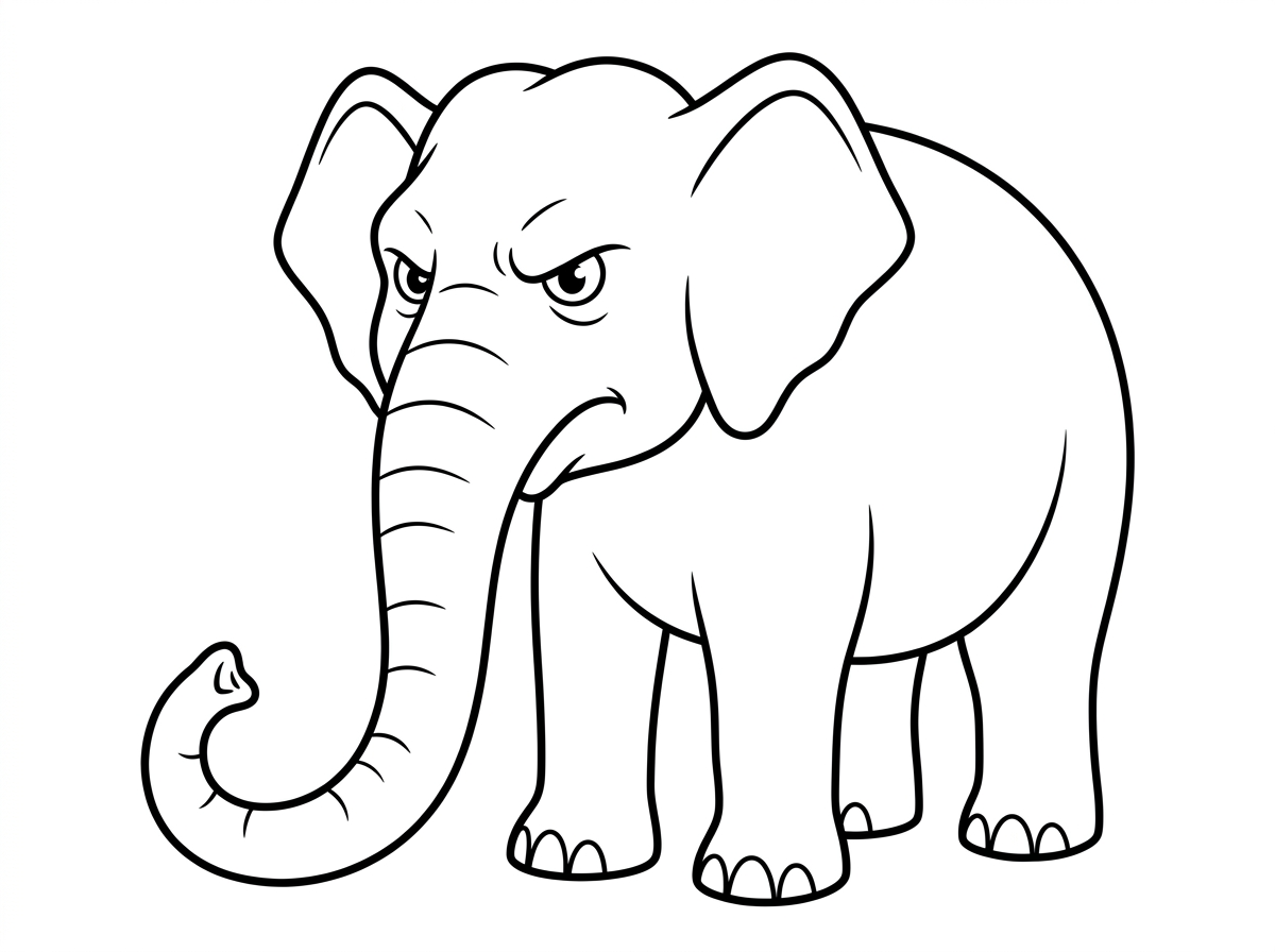 פיל כועס עם חדק ארוך