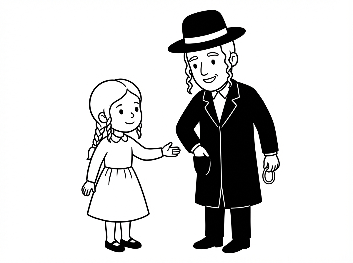 ילדה בשם חרדית חלי 
שמבקשת לאבא שלה שגם הוא חרדי עם פיאות 
גומיה לשיער שלה