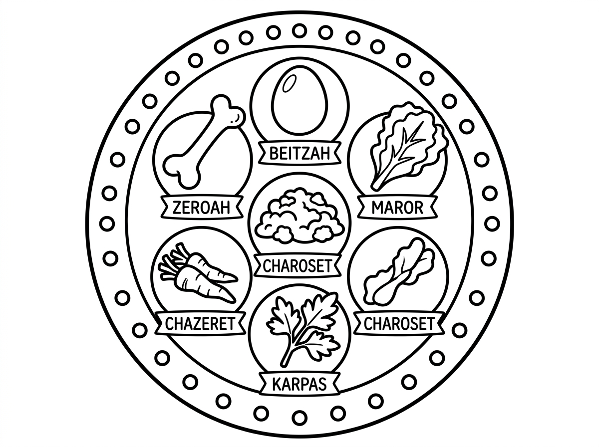 דף צביעה קערת ליל הסדר לילד אלוף בן 5