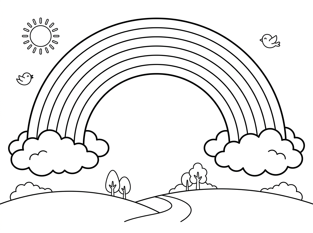יכול בבקשה להכין לי דף צביעה של קשת בענן