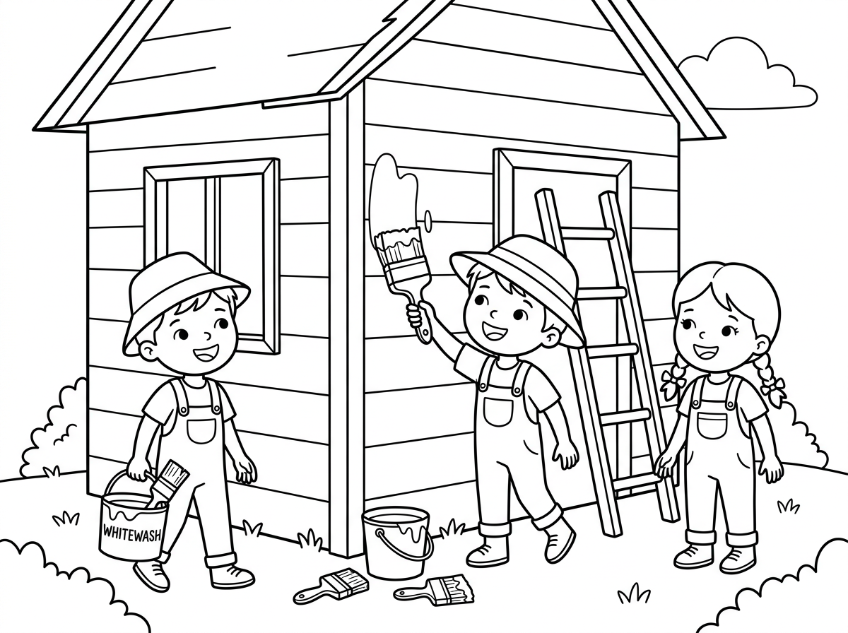 ילדים שעושה סיד לבית