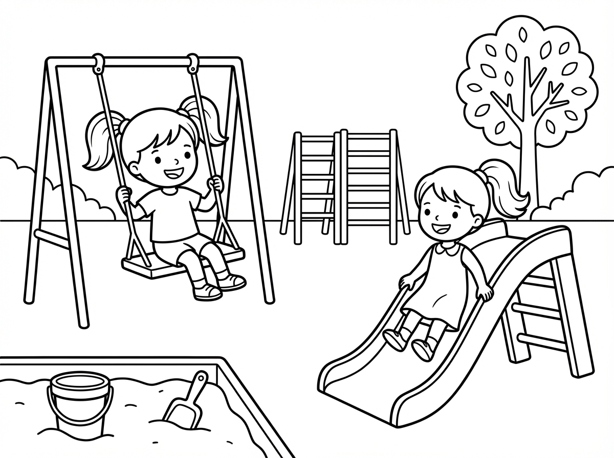 היי אני רוצה תמונה של ילדות משחקות בגינת שעשועים