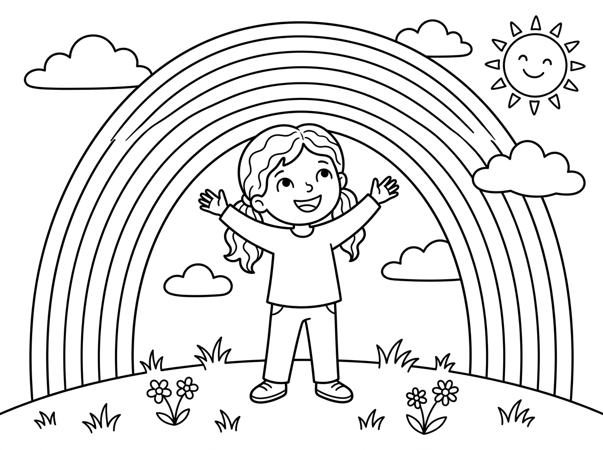 ילדה עם קשת בענן