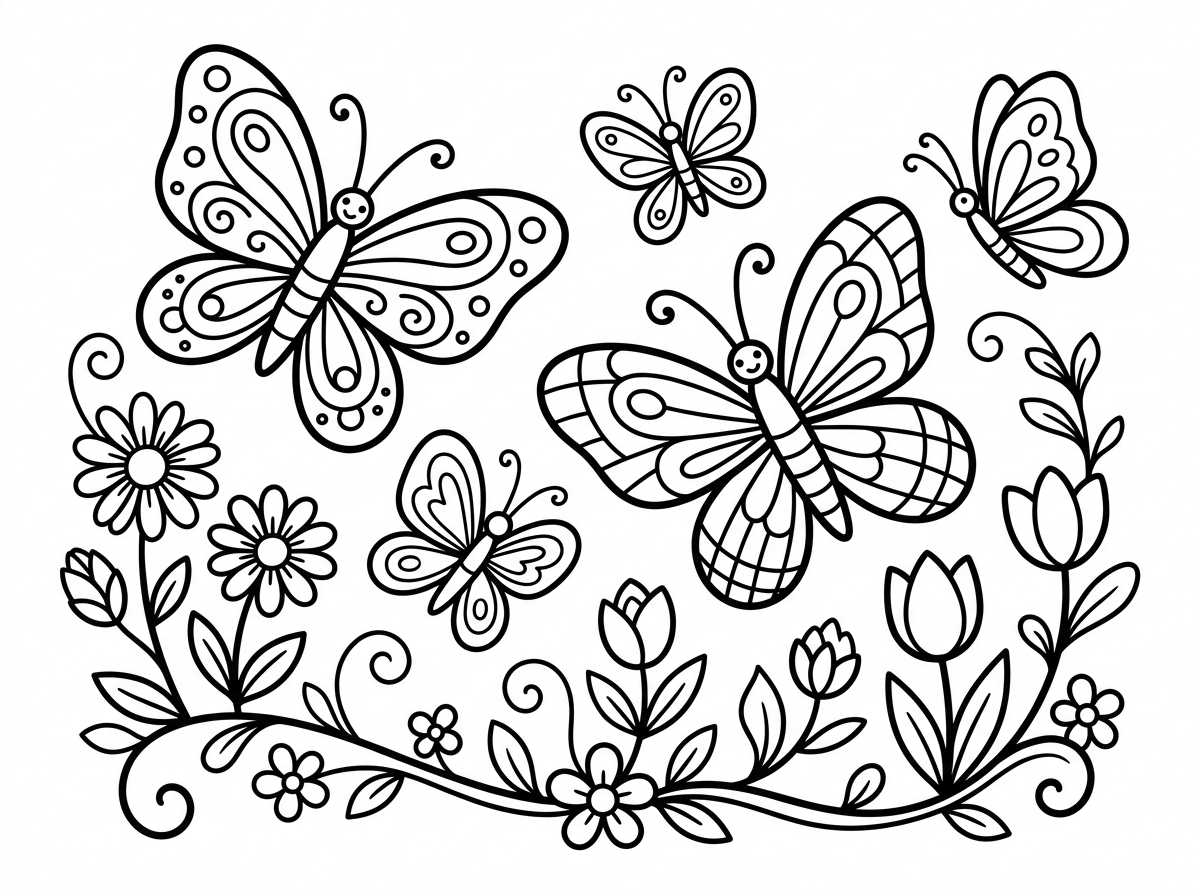 צור לי דף צביעה של פרפרים יפים