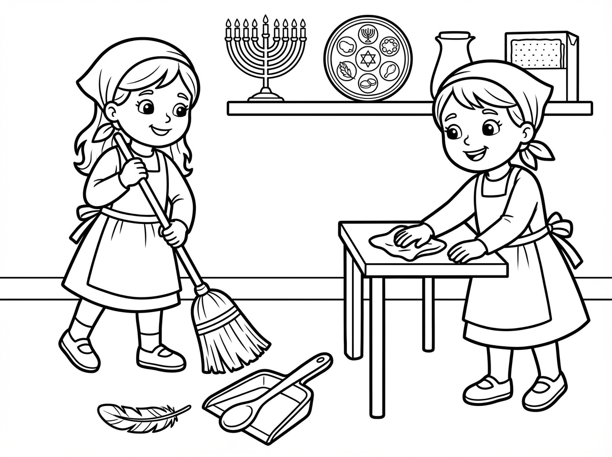 תעשה לי דף צביעה של ילדות מנקות לפסח