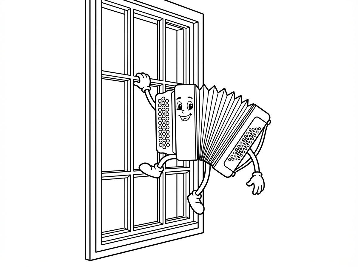 תעשה לי דף צביעה של אקורדיון מטפס על החלון